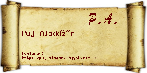 Puj Aladár névjegykártya